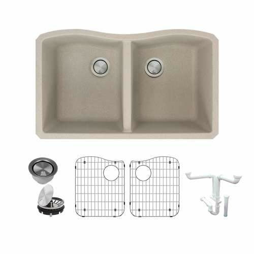 Transolid Aversa Granite 32-In Kitchen Sink Kit with Grids, Strainers, and Drain Installation Kit K-AUDE3219