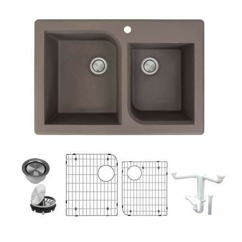 Transolid Radius Granite 33-In Drop-In Kitchen Sink Kit K-RTDJ3322