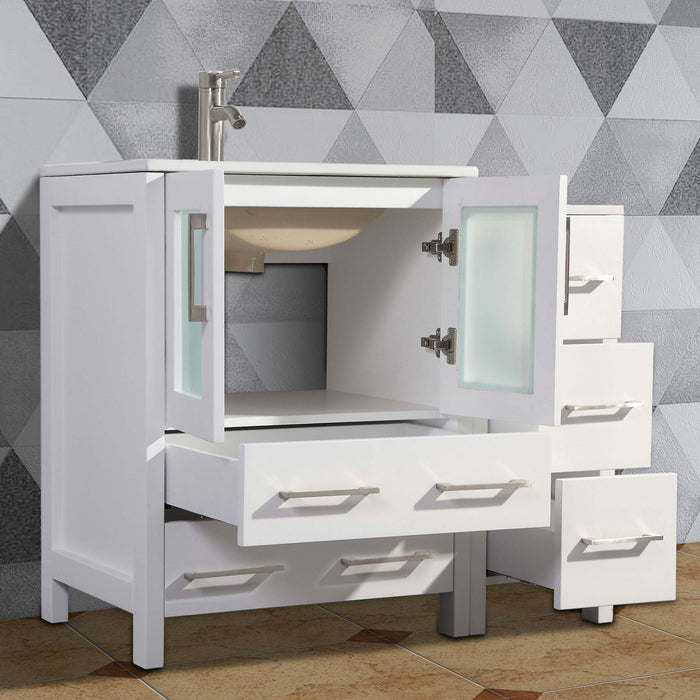 Vanity Art 36 Inch Vanity Cabinet With Ceramic Sink & Mirror - VA3024-36