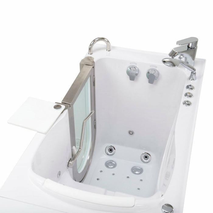 Ella's Bubbles Petite 28"W x 52"L Acrylic Air and Hydro Massage Walk-In Bathtub with Inward Swing Door, Fast Fill Faucet, 2" Dual Drain 9316