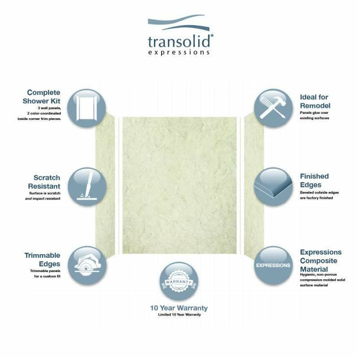 Transolid Expressions 32-In X 60-In X 72-In Glue To Wall Tub/Shower Wall Kit EWK603272