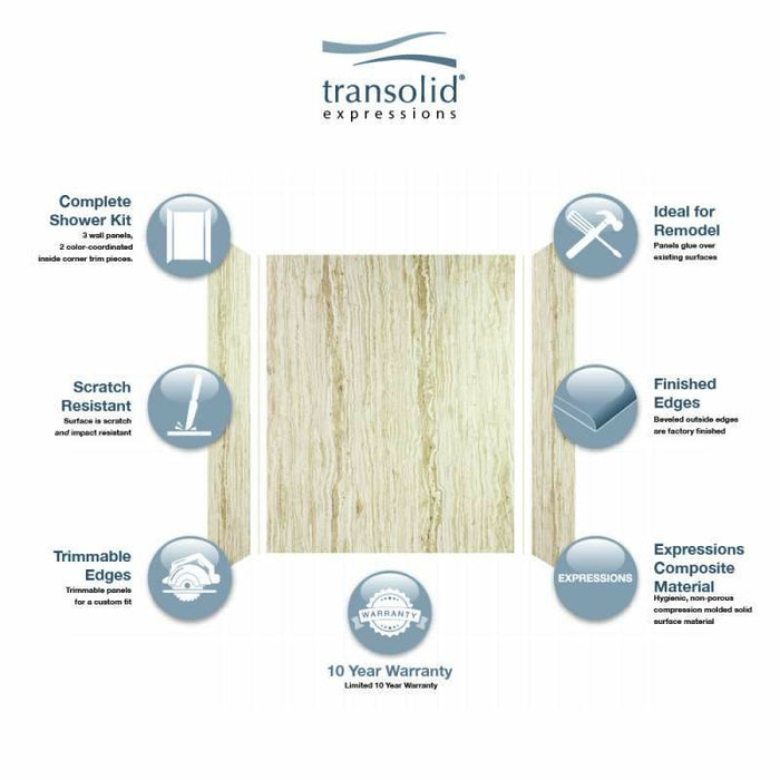 Transolid Expressions 32-In X 60-In X 72-In Glue To Wall Tub/Shower Wall Kit EWK603272