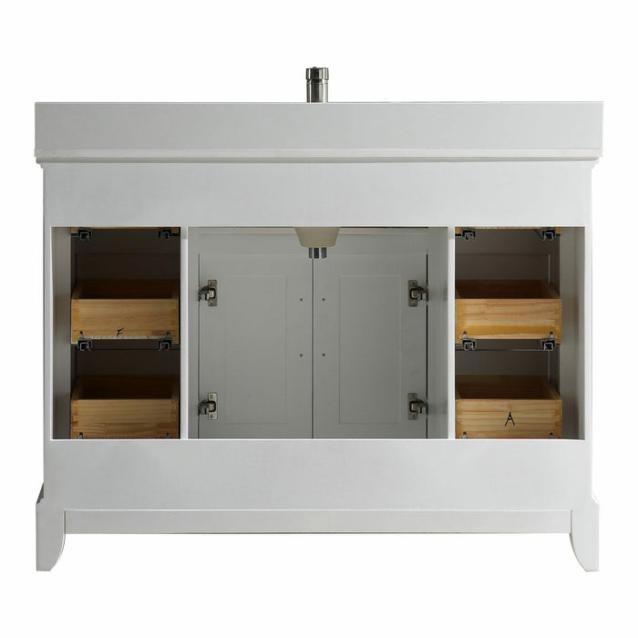 Vanity Art 48-Inch Single Sink Cabinet With Super White Phoenix Stone Vanity Top With Sink & Mirror VA1048