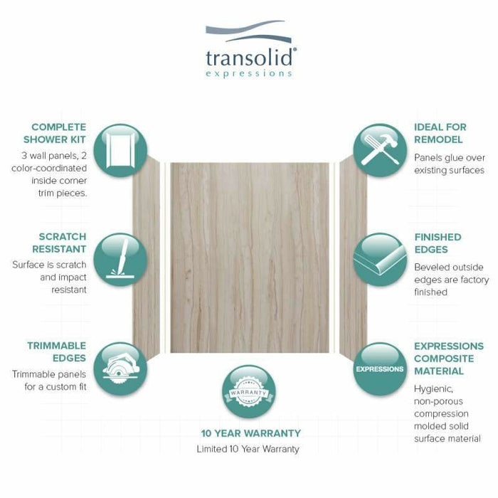 Transolid Expressions 36-In X 60-In X 72-In Glue To Wall Tub/Shower Wall Kit EWK603672