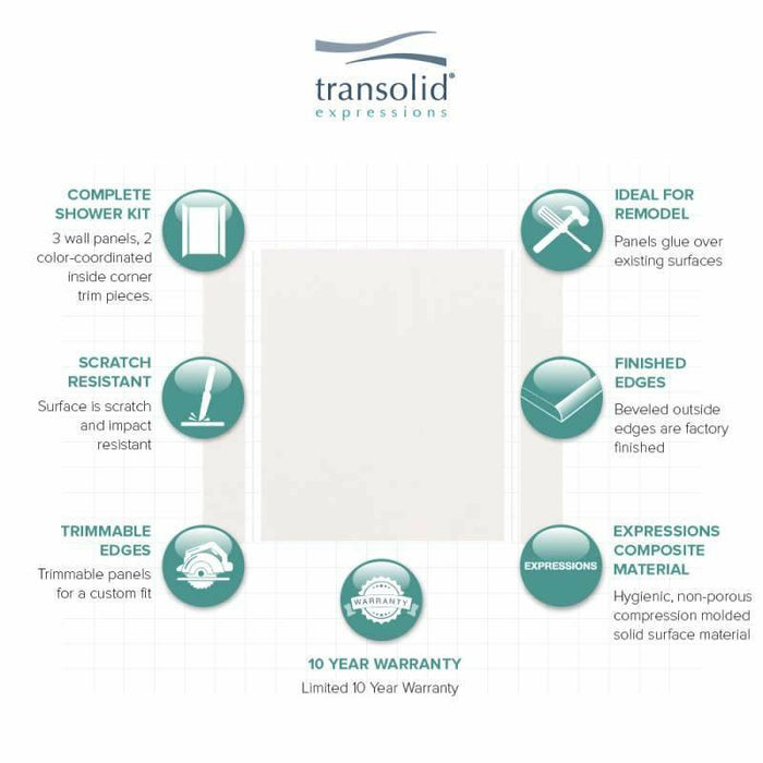 Transolid Expressions 32-In X 60-In X 72-In Glue To Wall Tub/Shower Wall Kit EWK603272