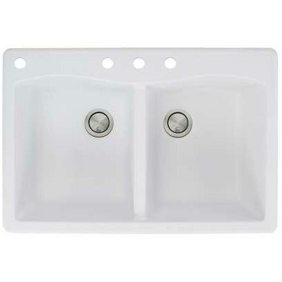 Transolid Aversa 33in X 22in SilQ Granite Drop-In Double Bowl Kitchen Sink ATDE3322