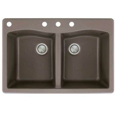 Transolid Aversa 33in X 22in SilQ Granite Drop-In Double Bowl Kitchen Sink ATDE3322