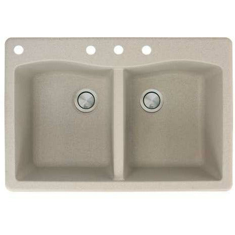 Transolid Aversa 33in X 22in SilQ Granite Drop-In Double Bowl Kitchen Sink ATDE3322