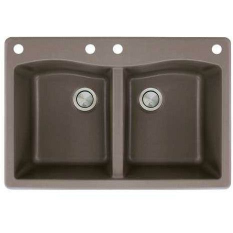 Transolid Aversa 33in X 22in SilQ Granite Drop-In Double Bowl Kitchen Sink ATDE3322