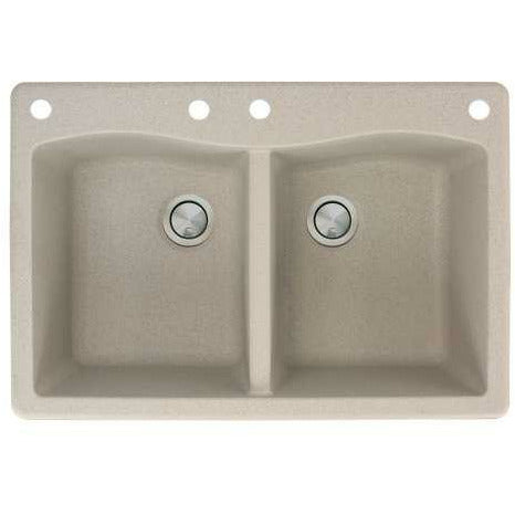 Transolid Aversa 33in X 22in SilQ Granite Drop-In Double Bowl Kitchen Sink ATDE3322