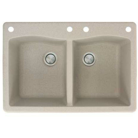 Transolid Aversa 33in X 22in SilQ Granite Drop-In Double Bowl Kitchen Sink ATDE3322