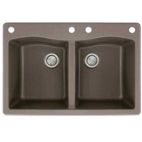 Transolid Aversa 33in X 22in SilQ Granite Drop-In Double Bowl Kitchen Sink ATDE3322