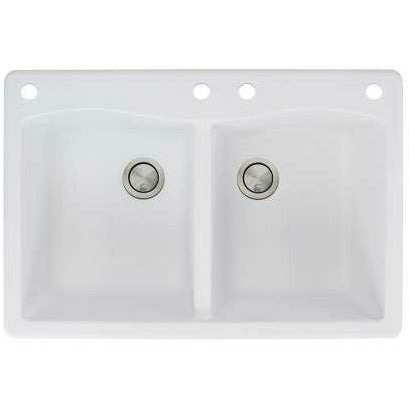 Transolid Aversa 33in X 22in SilQ Granite Drop-In Double Bowl Kitchen Sink ATDE3322