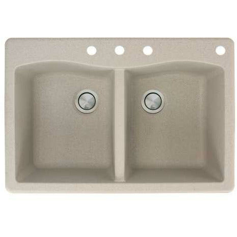 Transolid Aversa 33in X 22in SilQ Granite Drop-In Double Bowl Kitchen Sink ATDE3322