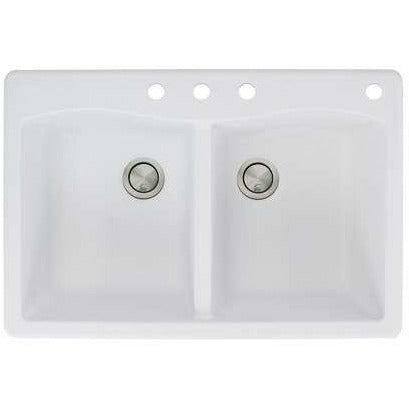 Transolid Aversa 33in X 22in SilQ Granite Drop-In Double Bowl Kitchen Sink ATDE3322