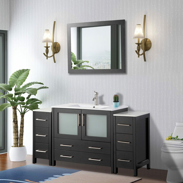 Vanity Art 60 Inch Vanity Cabinet With Ceramic Sink & Mirror VA3036-60