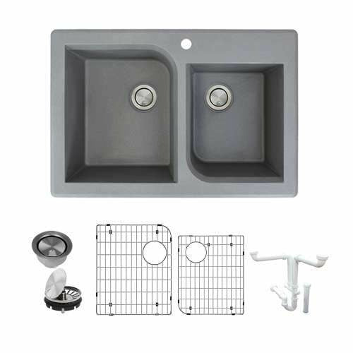 Transolid Radius Granite 33-In Drop-In Kitchen Sink Kit K-RTDJ3322