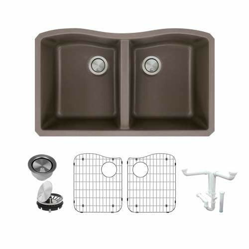 Transolid Aversa Granite 32-In Kitchen Sink Kit with Grids, Strainers, and Drain Installation Kit K-AUDE3219