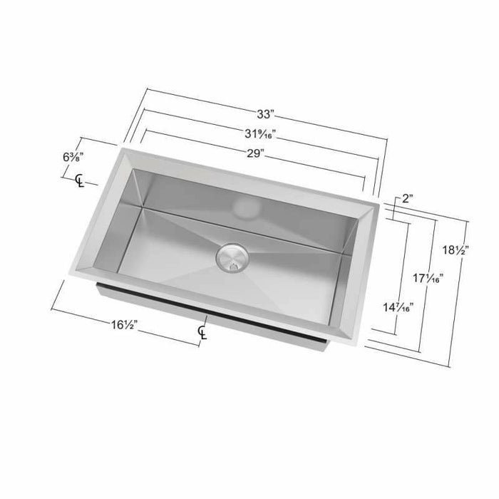 Transolid Studio Stainless Steel 33-In Undermount Kitchen Sink PUSS331911