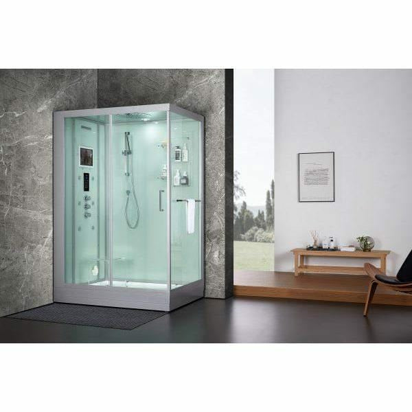 Maya Bath Platinum Anzio 57" x 37" x 88" Steam Shower with TV - White 2