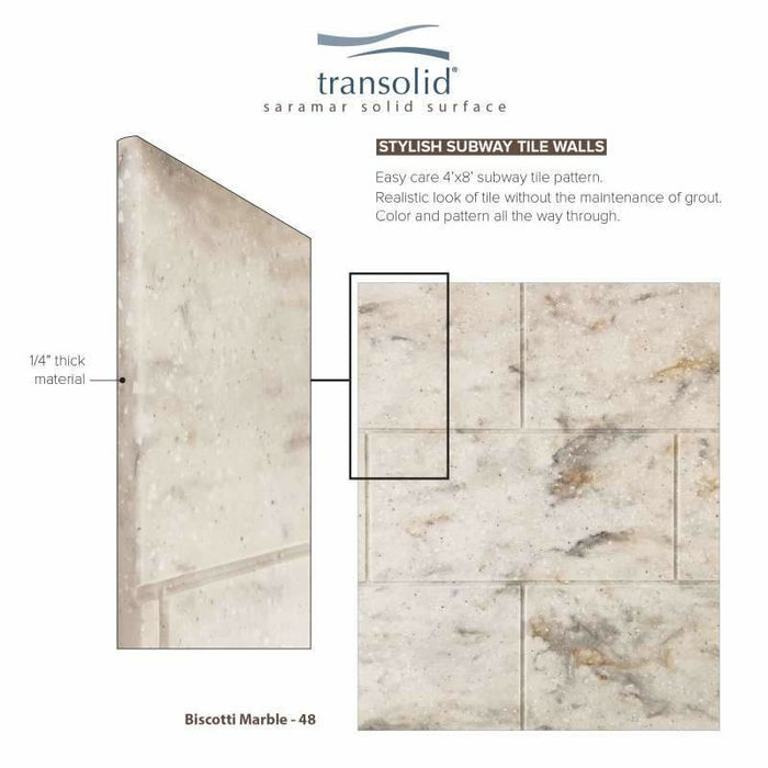 Transolid SaraMar 36-In X 36-In X 72-In Glue To Wall 3-Piece Shower Wall Kit SWK363672