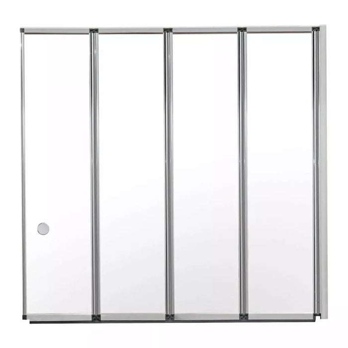 Ella's Bubbles 4-Fold Tempered Glass Shower Screen for Walk-In Tubs with Chrome Finish WBGS4442