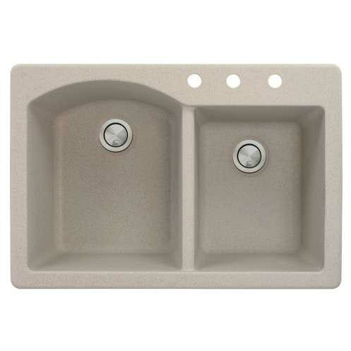 Transolid Aversa 33in X 22in SilQ Granite Drop-In Double Bowl Kitchen Sink ATDD3322