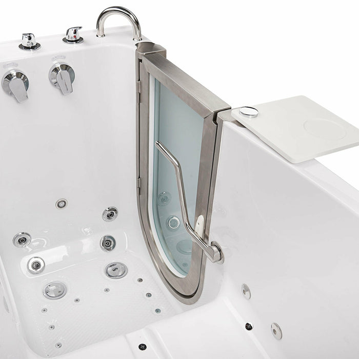 Ella's Bubbles Elite 30"W x 52"L Acrylic Hydro Massage Walk-In Bathtub with Inward Swing Door, Fast Fill Faucet, 2" Dual Drain H310