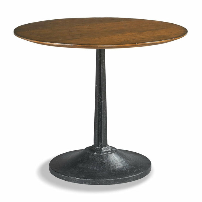 Woodbridge Furniture 36”W x 30”H Winston Round Cafe Table Blackened Metal Base Sonoma Finish Top 5086-08TR