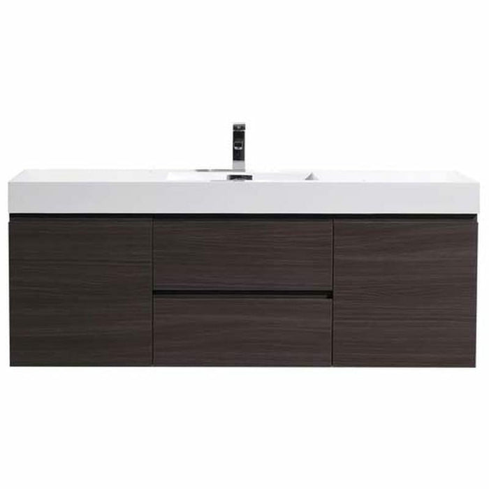 Moreno Bath Fortune 60 Inch Wall Mounted Bath Vanity With Single Reinforced Acrylic Sink MOF60S