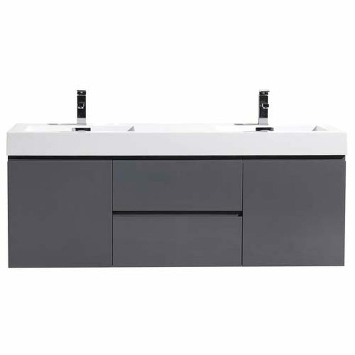 Moreno Bath Fortune 60 Inch Wall Mounted Bath Vanity With Double Reinforced Acrylic Sink MOF60D