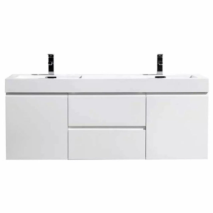 Moreno Bath Fortune 60 Inch Wall Mounted Bath Vanity With Double Reinforced Acrylic Sink MOF60D