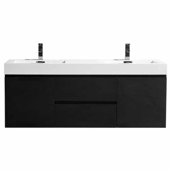 Moreno Bath Fortune 60 Inch Wall Mounted Bath Vanity With Double Reinforced Acrylic Sink MOF60D