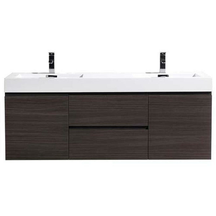 Moreno Bath Fortune 60 Inch Wall Mounted Bath Vanity With Double Reinforced Acrylic Sink MOF60D