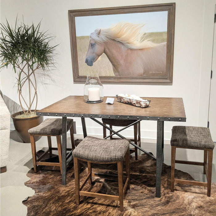 Woodbridge Furniture 64”W x 42.5"H Pemberton Gathering Table Adjustable Napa Finish Finish 5500-15