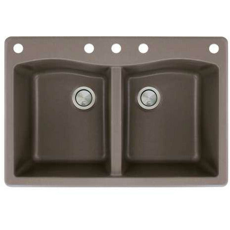 Transolid Aversa 33in X 22in SilQ Granite Drop-In Double Bowl Kitchen Sink ATDE3322