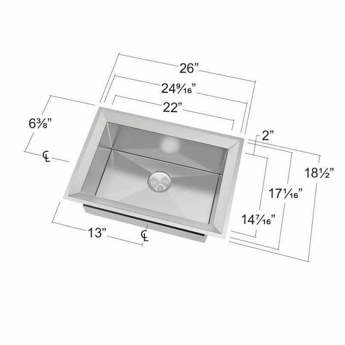 Transolid Studio Stainless Steel 26-In Undermount Kitchen Sink PUSB261911