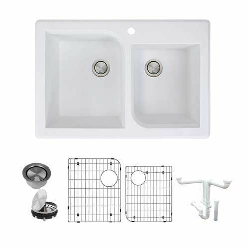 Transolid Radius Granite 33-In Drop-In Kitchen Sink Kit K-RTDJ3322