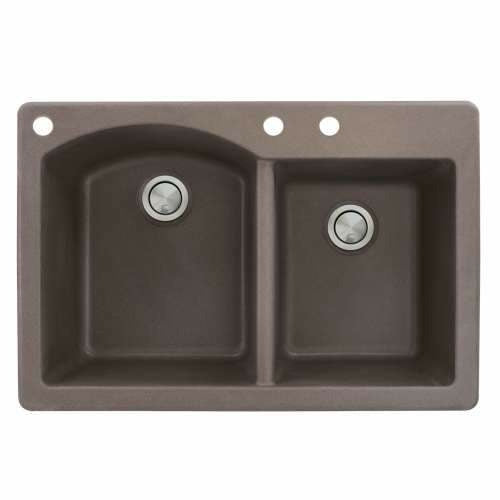 Transolid Aversa 33in X 22in SilQ Granite Drop-In Double Bowl Kitchen Sink ATDD3322