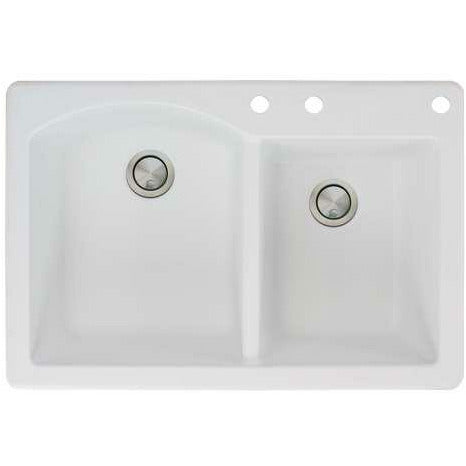 Transolid Aversa 33in X 22in SilQ Granite Drop-In Double Bowl Kitchen Sink ATDD3322