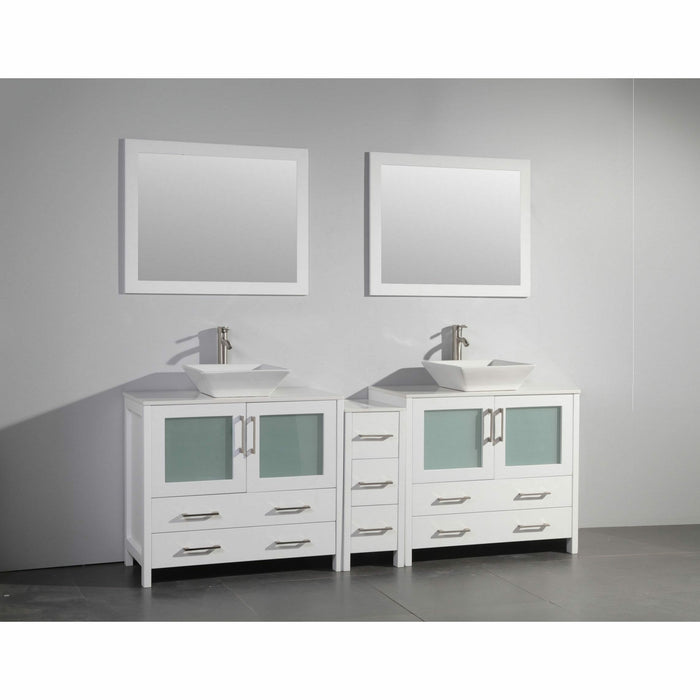 Vanity Art 84 Inch Vanity Cabinet With Ceramic Sinks & Mirrors - VA3136-84