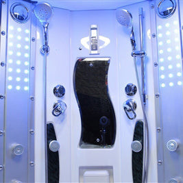 Mesa 63" x 63" x 85" Steam Shower Jetted Tub Combination with Tempered Blue Glass WS-608P