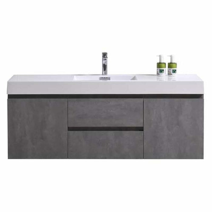 Moreno Bath Fortune 60 Inch Wall Mounted Bath Vanity With Single Reinforced Acrylic Sink MOF60S