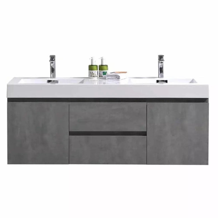 Moreno Bath Fortune 60 Inch Wall Mounted Bath Vanity With Double Reinforced Acrylic Sink MOF60D