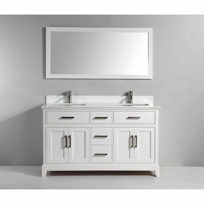 Vanity Art 60 Inch Single Sink Cabinet With Super White Phoenix Stone Vanity Top With Sink & Mirror VA1060D