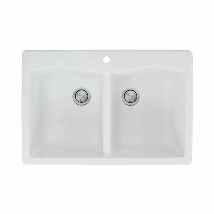 Transolid Aversa Granite 33-In Drop-In Kitchen Sink Kit with Faucet, Grids, Strainers, and Drain Installation Kit KF-ATDE3322