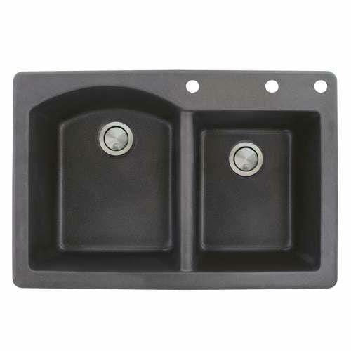 Transolid Aversa 33in X 22in SilQ Granite Drop-In Double Bowl Kitchen Sink ATDD3322