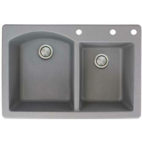 Transolid Aversa 33in X 22in SilQ Granite Drop-In Double Bowl Kitchen Sink ATDD3322