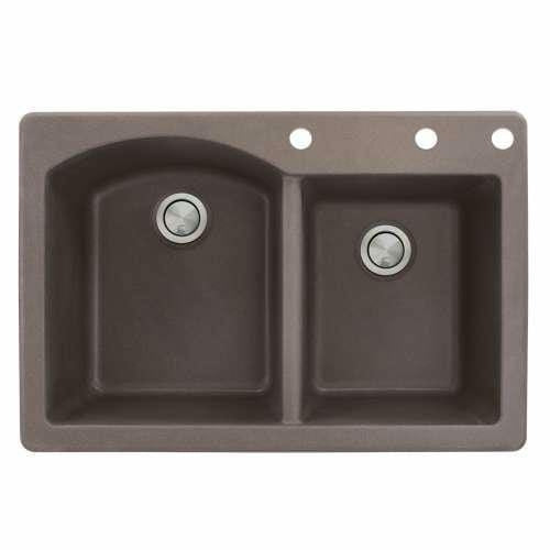 Transolid Aversa 33in X 22in SilQ Granite Drop-In Double Bowl Kitchen Sink ATDD3322