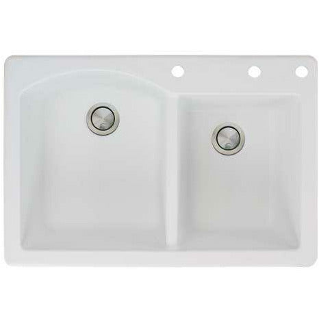 Transolid Aversa 33in X 22in SilQ Granite Drop-In Double Bowl Kitchen Sink ATDD3322